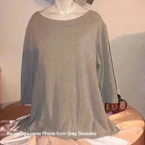 Josephine Chaus Oversized Boatneck 3 /4 Sleeve Heavy Knit Tunic Athletic Grey XL